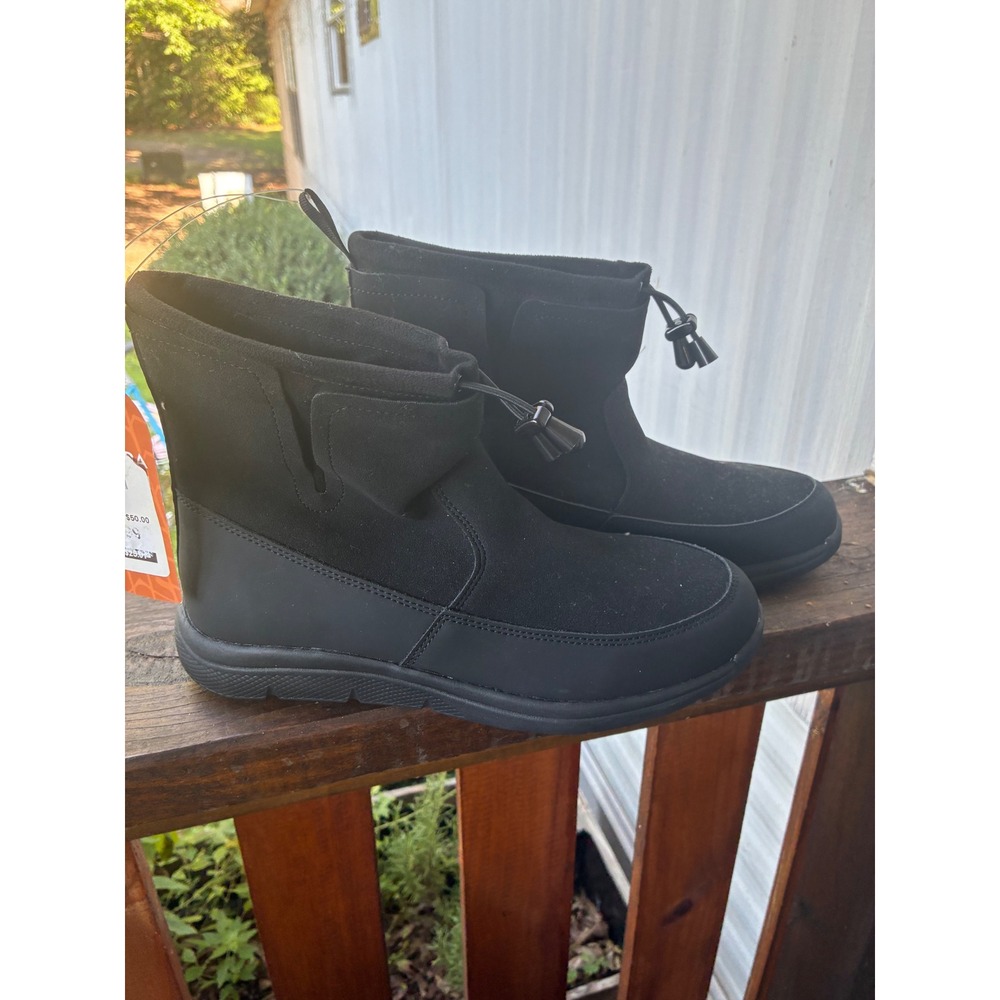 Ankle Boots Women Size 9 Black NWT All Terrain Traction Drawstring Toggle